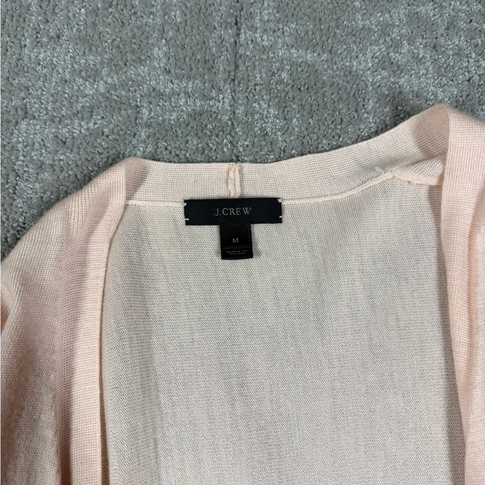 J. Crew 100% Wool Open Front Plush Pink Cardigan Sweater Women Size Medium